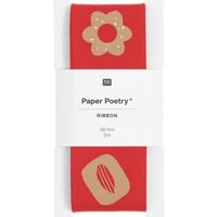 Ruban taffetasde Noël motif biscuits 38 mm x 3 m - Rico Design - Rico Design - Mondial Tissus