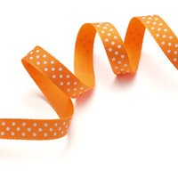 Ruban gros grain pois orange et blanc 10 mm - Frou Frou - Mondial Tissus