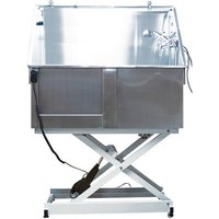Baignoire de toilettage métal inox sur châssis électrique
