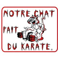 Plaque de garde "Notre chat fait du karaté"