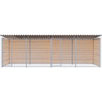 Chenil bois MKS - PROTECTA double 6 x 2 m avec 1 séparation, 2 portes - Façade en barreaux