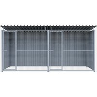 Chenil métal MKS - METALLO double 4 x 2 m avec 1 séparation, 2 portes - Façade en grillage