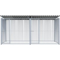 Chenil en kit métal barreaux - double 4 x 2 m avec 1 séparation, 2 portes - MKS