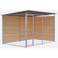 Chenil d'angle en bois + panneaux grillage MKS - 3 m x 2 m
