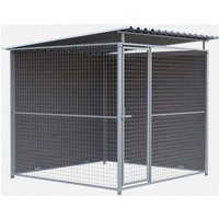 Chenil d'angle en composite WPC + panneaux grillage MKS - 2m x 2 m