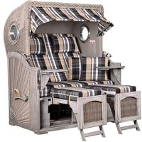 Strandkorb Düne Bullauge Mahagoni Washed Grey PE Koboo Grey Dessin 583 Strandkorb Düne Bullauge Mahagoni Washed Grey PE Koboo Grey Dessin 583