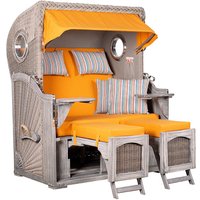 Strandkorb Düne Bullauge Mahagoni Washed Grey PE Koboo Grey Dessin 586 Strandkorb Düne Bullauge Mahagoni Washed Grey PE Koboo Grey Dessin 586