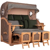 Strandkorb Düne Grande XXL Bullauge Teak PE grey Dessin 504 Strandkorb Düne Grande XXL Bullauge Teak PE grey Dessin 504