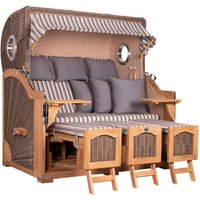 Strandkorb Düne Grande XXL Bullauge Teak PE grey Dessin 545 Strandkorb Düne Grande XXL Bullauge Teak PE grey Dessin 545