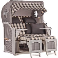 Strandkorb Düne Bullauge Mahagoni Washed Grey PE Koboo Grey Dessin 505 Strandkorb Düne Bullauge Mahagoni Washed Grey PE Koboo Grey Dessin 505