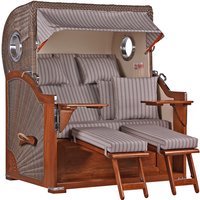 Strandkorb Baltikum Bullauge Mahagoni PE Grey Dessin 501 Strandkorb Baltikum Bullauge Mahagoni PE Grey Dessin 501