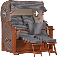 Strandkorb Baltikum Bullauge Mahagoni PE Grey Dessin 500 Strandkorb Baltikum Bullauge Mahagoni PE Grey Dessin 500