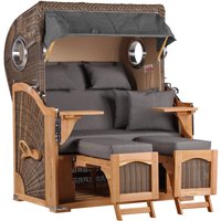 Strandkorb Düne Bullauge Teak PE Grey Dessin 551 Strandkorb Düne Bullauge Teak PE Grey Dessin 551