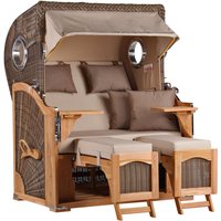 Strandkorb Düne Bullauge Teak PE Grey Dessin 510 Strandkorb Düne Bullauge Teak PE Grey Dessin 510