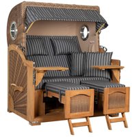 Strandkorb Düne Grande Bullauge Teak PE Banana Dessin 500 Strandkorb Düne Grande Bullauge Teak PE Banana Dessin 500