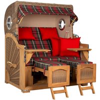 Strandkorb Düne Grande Bullauge Teak PE Banana Dessin 529 Strandkorb Düne Grande Bullauge Teak PE Banana Dessin 529