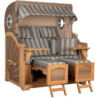 Strandkorb Düne Grande Bullauge Teak PE Banana Dessin 537 Strandkorb Düne Grande Bullauge Teak PE Banana Dessin 537