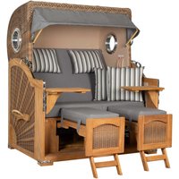 Strandkorb Düne Grande Bullauge Teak PE Banana Dessin 544 Strandkorb Düne Grande Bullauge Teak PE Banana Dessin 544