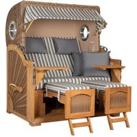 Strandkorb Düne Grande Bullauge Teak PE Banana Dessin 545 Strandkorb Düne Grande Bullauge Teak PE Banana Dessin 545