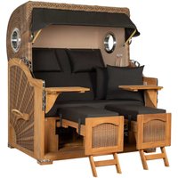 Strandkorb Düne Grande Bullauge Teak PE Banana Dessin 548 Strandkorb Düne Grande Bullauge Teak PE Banana Dessin 548