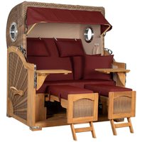 Strandkorb Düne Grande Bullauge Teak PE Banana Dessin 550 Strandkorb Düne Grande Bullauge Teak PE Banana Dessin 550