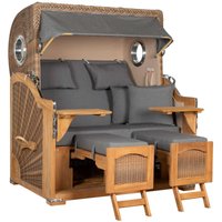 Strandkorb Düne Grande Bullauge Teak PE Banana Dessin 551 Strandkorb Düne Grande Bullauge Teak PE Banana Dessin 551