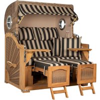 Strandkorb Düne Grande Bullauge Teak PE Banana Dessin 581 Strandkorb Düne Grande Bullauge Teak PE Banana Dessin 581