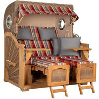 Strandkorb Düne Grande Bullauge Teak PE Banana Dessin 584 Strandkorb Düne Grande Bullauge Teak PE Banana Dessin 584