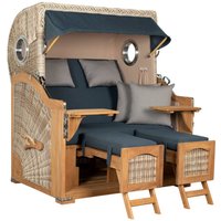 Strandkorb Düne Grande Bullauge Teak PE Shell Dessin 593 Strandkorb Düne Grande Bullauge Teak PE Shell Dessin 593