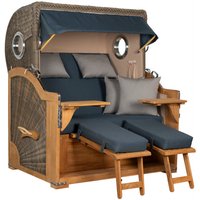 Strandkorb Baltikum Bullauge Teak PE Grey Dessin 593 Strandkorb Baltikum Bullauge Teak PE Grey Dessin 593