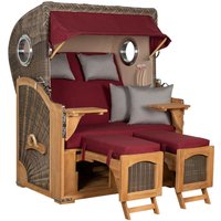 Strandkorb Düne Bullauge Teak PE Grey Dessin 594 Strandkorb Düne Bullauge Teak PE Grey Dessin 594