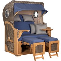 Strandkorb Düne Bullauge Teak PE Grey Dessin 595 Strandkorb Düne Bullauge Teak PE Grey Dessin 595