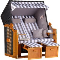 Strandkorb Ostsee Wacholder PE Schwarz Dessin Grau Weiß Strandkorb Ostsee Wacholder PE Schwarz Dessin Grau Weiß