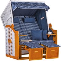 Strandkorb Ostsee Wacholder PE Weiß Dessin Royal Blau Strandkorb Ostsee Wacholder PE Weiß Dessin Royal Blau