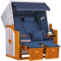 Strandkorb Ostsee Wacholder PE Weiß Dessin Uni Blau Strandkorb Ostsee Wacholder PE Weiß Dessin Uni Blau