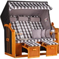 Strandkorb Ostsee XXL Wacholder PE Schwarz Dessin Grau Kariert Strandkorb Ostsee XXL Wacholder PE Schwarz Dessin Grau Kariert