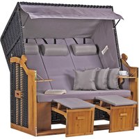 Strandkorb Ostsee XXL Wacholder PE Schwarz Dessin Uni Grau Strandkorb Ostsee XXL Wacholder PE Schwarz Dessin Uni Grau