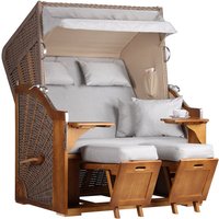 Strandkorb Schleswig Pinie Braun PE Mokka Dessin 563 Strandkorb Schleswig Pinie Braun PE Mokka Dessin 563