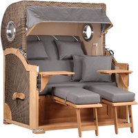 Strandkorb Baltikum Bullauge Teak PE Grey Dessin 551 Strandkorb Baltikum Bullauge Teak PE Grey Dessin 551