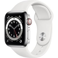 Apple Apple Watch Series 6 GPS + Cellular Silver Aluminium 44mm White Sport Band - Good listed by Music Magpie