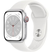 Apple Apple Watch Series 8 GPS + Cellular Silver Aluminium 41mm White Sport Band - Good listed by Music Magpie