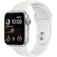 Apple Apple Watch SE (2022) GPS Silver Aluminium 44mm White Sport Band - Very Good listed by Music Magpie