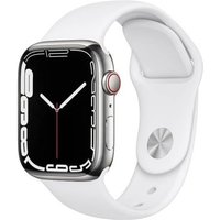 Apple Apple Watch Series 7 GPS + Cellular Silver Stainless Steel 41mm White Sport Band - Pristine listed by Music Magpie