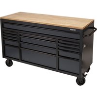 BUNKER Workbench Roller Tool Cabinet, 15 Drawer, 61", Grey