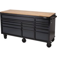 BUNKER Workbench Roller Tool Cabinet, 15 Drawer, 72", Grey