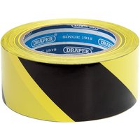 Draper Adhesive Hazard Tape Roll, 33m x 50mm, Black and Yellow