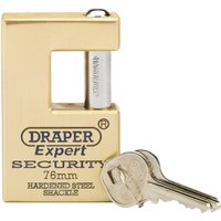 Draper Expert Draper Expert Close Shackle Solid Brass Padlock with Hardened Steel Shackle, 2 Keys, 76mm