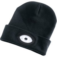Draper Beanie Hat with Rechargeable Torch, One Size, 1W, 100 Lumens, Black