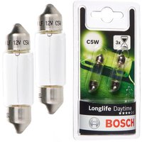 Bosch C5W 12V Longlife Daytime Performance Upgrade Car Licence Plate & Interior Light Bulbs Twin Pack