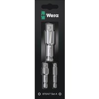 Wera 3 Piece 1/4 Hex Shank Socket Adaptor Set